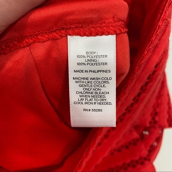 EXPRESS Red Pleated Eyelet A-line Skirt - Picture 8 of 9